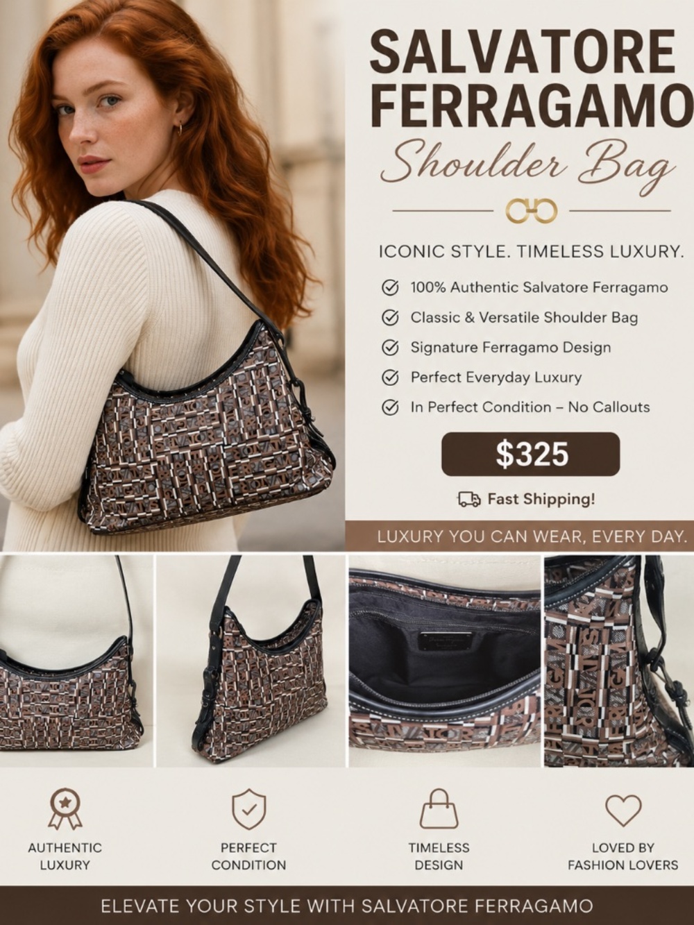 SALVATORE FERRAGAMO SIGNATURE SHOULDER BAG 🤎